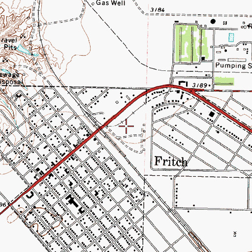 Topographic Map of City of Fritch, TX