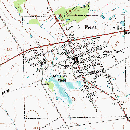 Topographic Map of City of Frost, TX