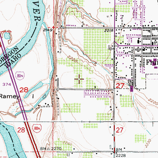 Topographic Map of City of Fruitland, ID