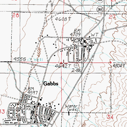 Topographic Map of City of Gabbs (historical), NV