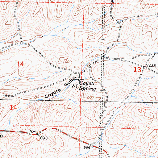 Topographic Map of Coyote Spring, CA