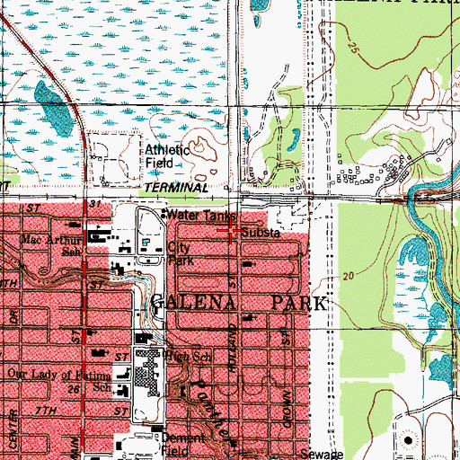 Topographic Map of City of Galena Park, TX