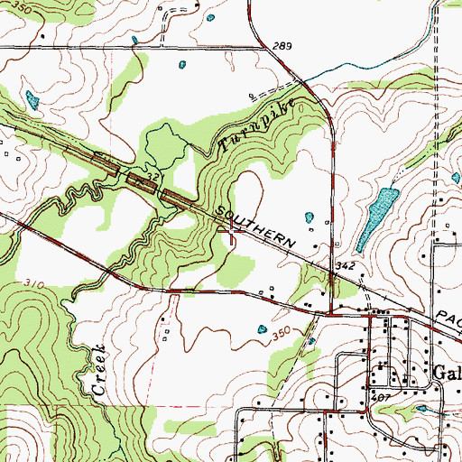 Topographic Map of City of Gallatin, TX