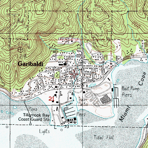 Topographic Map of City of Garibaldi, OR
