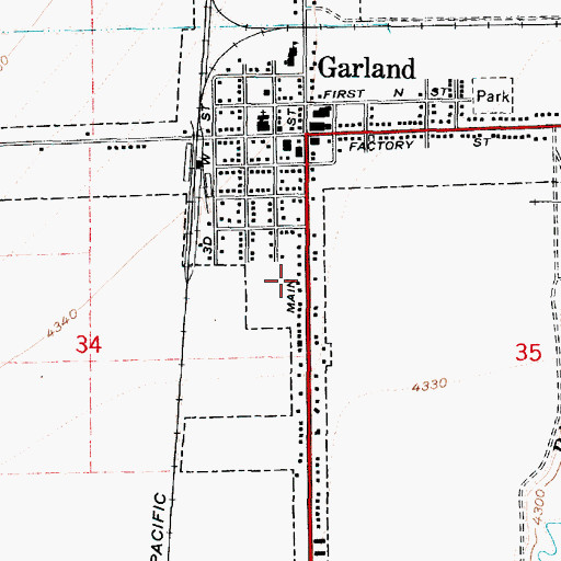 Topographic Map of City of Garland, UT