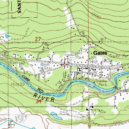 Topographic Map of City of Gates, OR