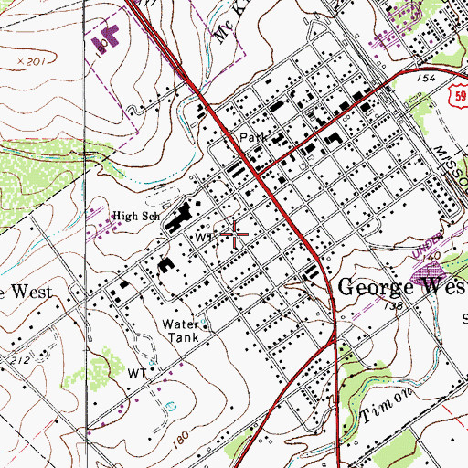 Topographic Map of City of George West, TX