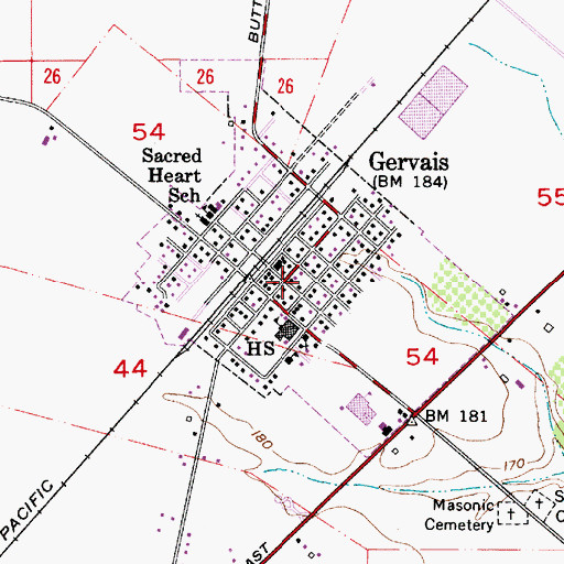 Topographic Map of City of Gervais, OR