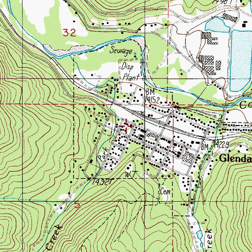 Topographic Map of City of Glendale, OR