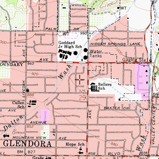 Topographic Map of City of Glendora, CA
