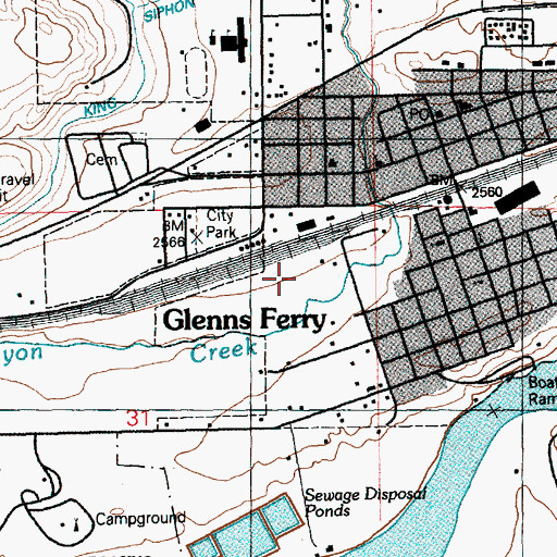 Topographic Map of City of Glenns Ferry, ID