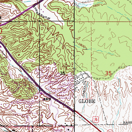 Topographic Map of City of Globe, AZ