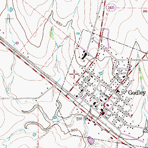 Topographic Map of City of Godley, TX