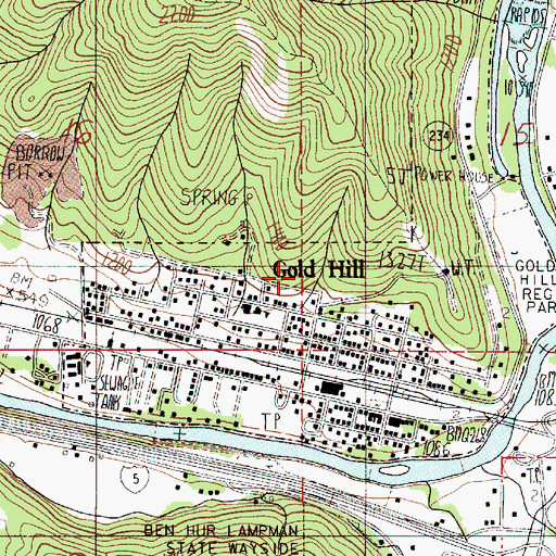 Topographic Map of City of Gold Hill, OR