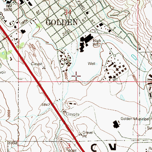Topographic Map of City of Golden, CO