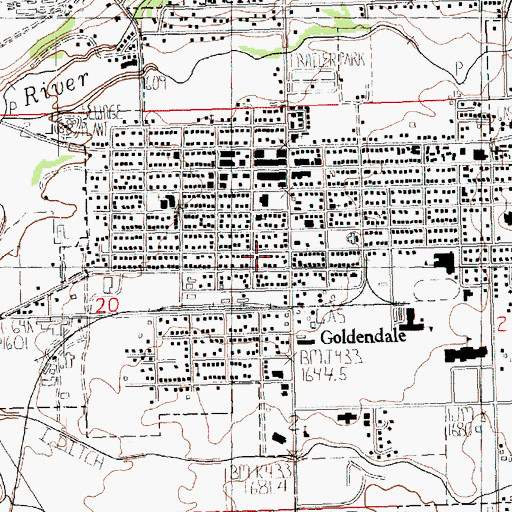 Topographic Map of City of Goldendale, WA