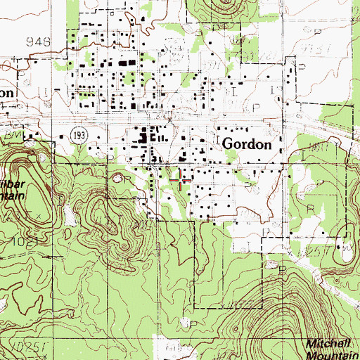 Topographic Map of City of Gordon, TX