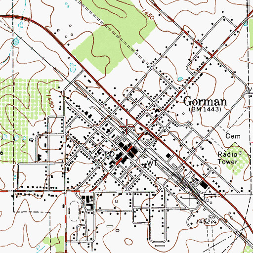 Topographic Map of City of Gorman, TX