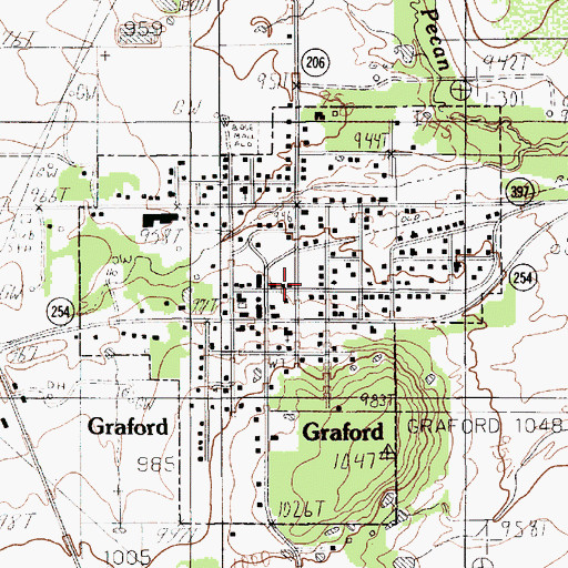 Topographic Map of City of Graford, TX