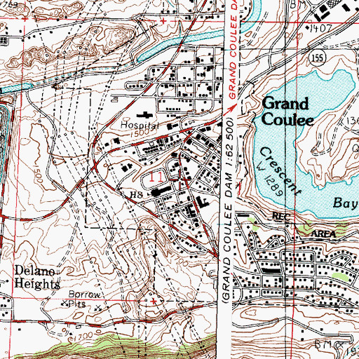Topographic Map of City of Grand Coulee, WA