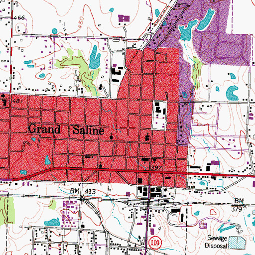 Topographic Map of City of Grand Saline, TX
