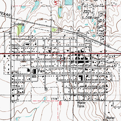 Topographic Map of City of Grandfield, OK