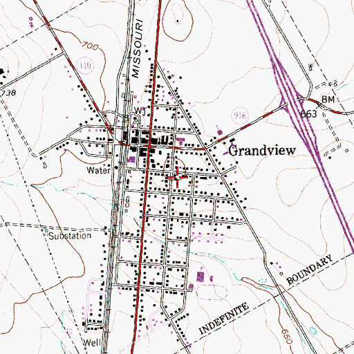 Topographic Map of City of Grandview, TX