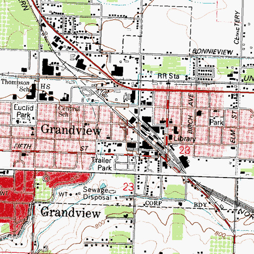 Topographic Map of City of Grandview, WA