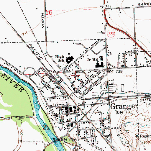 Topographic Map of City of Granger, WA