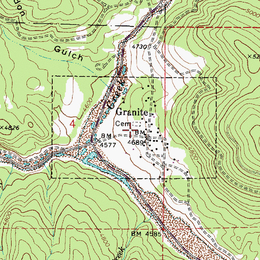 Topographic Map of City of Granite, OR