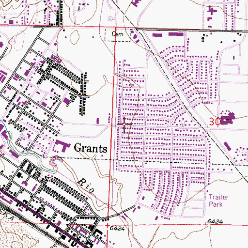 Topographic Map of City of Grants, NM