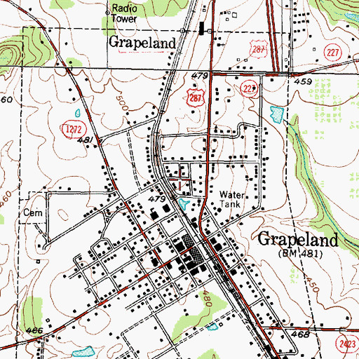 Topographic Map of City of Grapeland, TX