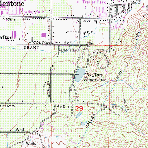 Topographic Map of Crafton Reservoir, CA
