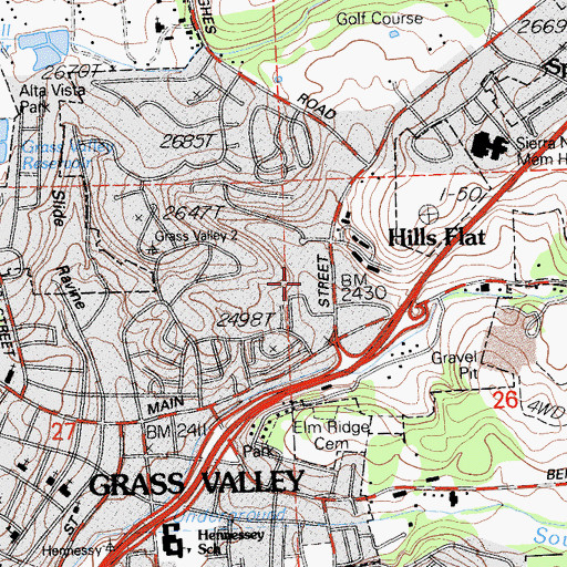 Topographic Map of City of Grass Valley, CA