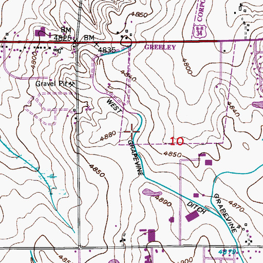Topographic Map of City of Greeley, CO
