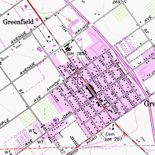 Topographic Map of City of Greenfield, CA
