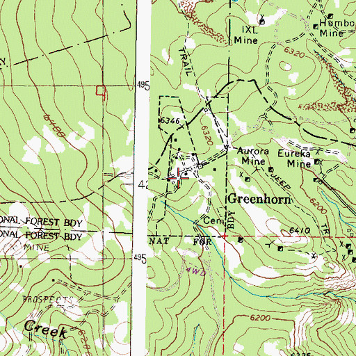 Topographic Map of City of Greenhorn, OR