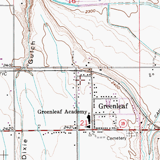 Topographic Map of City of Greenleaf, ID