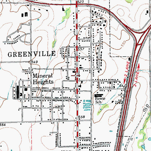 Topographic Map of City of Greenville, TX