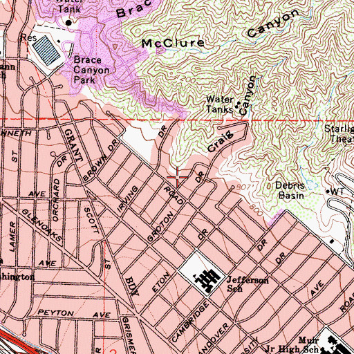 Topographic Map of Craig Canyon, CA