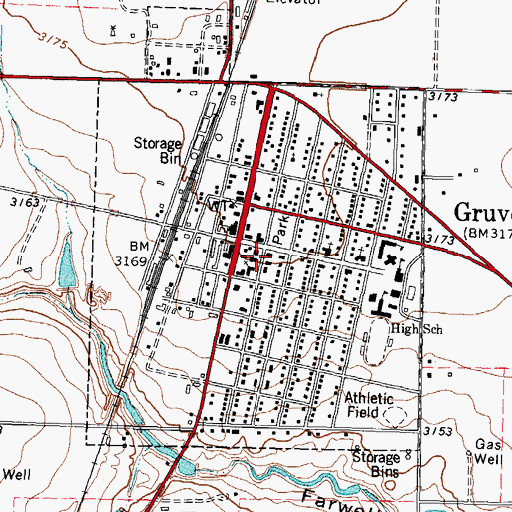 Topographic Map of City of Gruver, TX