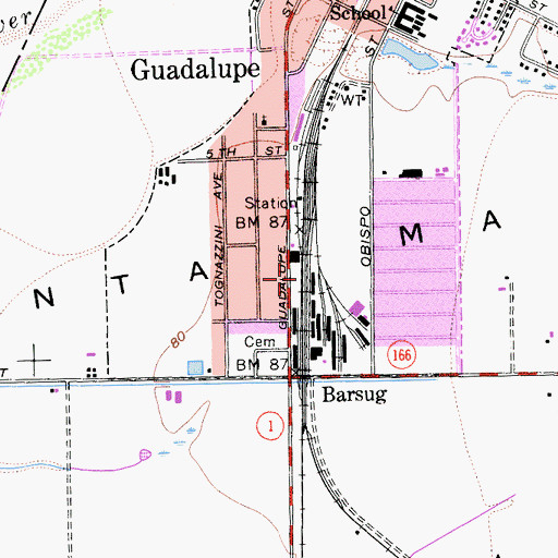 Topographic Map of City of Guadalupe, CA