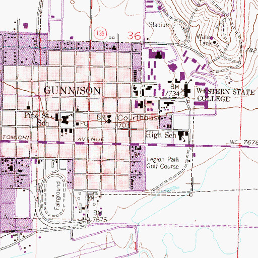 Topographic Map of City of Gunnison, CO