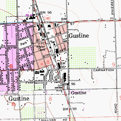 Topographic Map of City of Gustine, CA