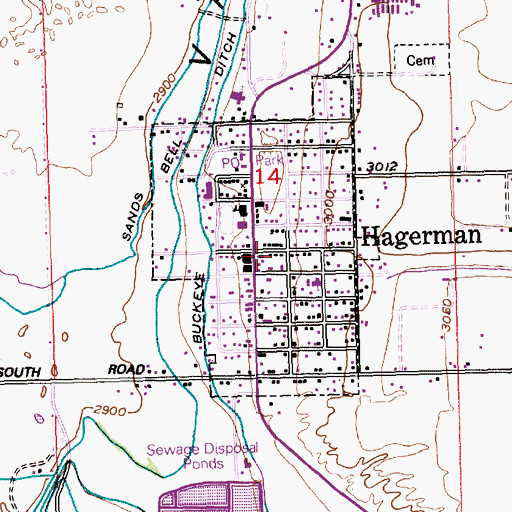 Topographic Map of City of Hagerman, ID