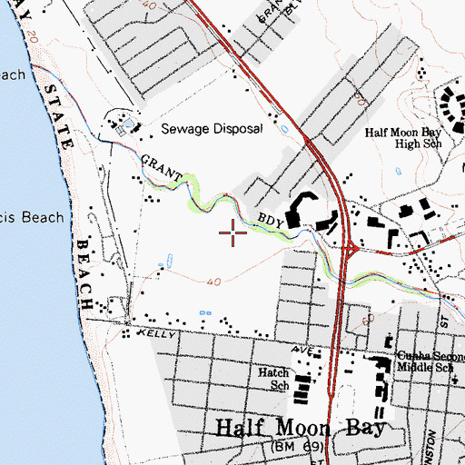 Topographic Map of City of Half Moon Bay, CA