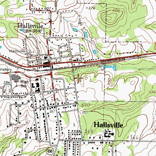 Topographic Map of City of Hallsville, TX
