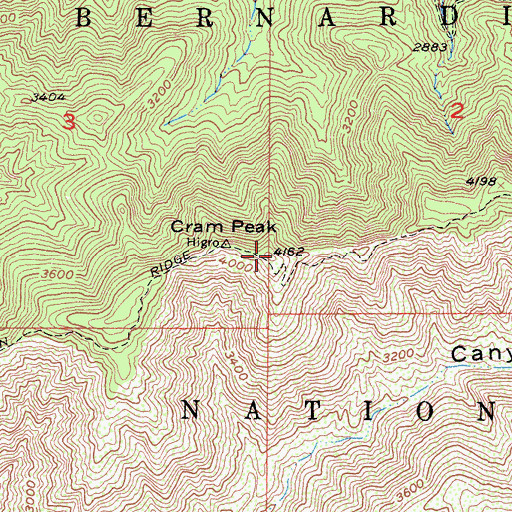 Topographic Map of Cram Peak, CA