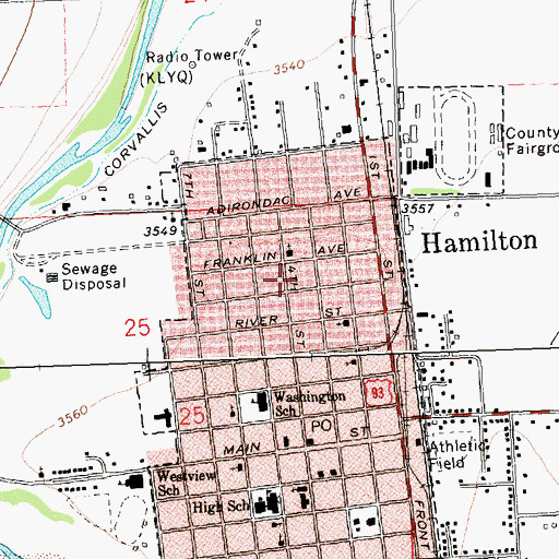 Topographic Map of City of Hamilton, MT