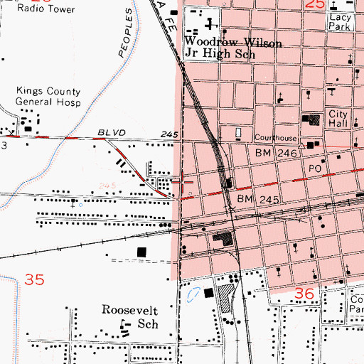 Topographic Map of City of Hanford, CA